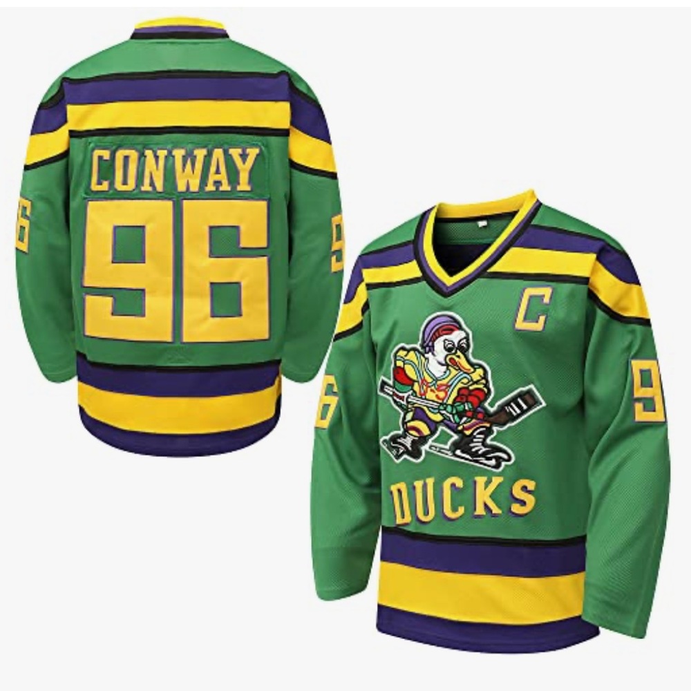 NEW CHARLIE CONWAY #96 The MIGHTY DUCKS HOCKEY JERSEY D-5 Disney Movie 90’s